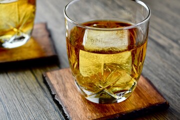 Bourbon over large ice cube