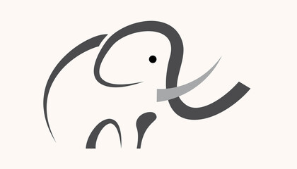 Elephant in silhouette in linear shape. Vector abstract template.