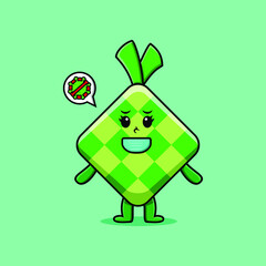 Cute cartoon illustration ketupat using mask to prevent corona virus in cute modern style design