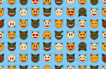 Emoji seamless pattern stickers. Vector illustration