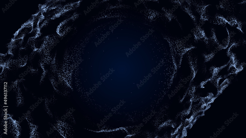 Poster abstract digital background from rounded colored lines. information flow space. big data visualizati