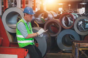 Safety Manager or Engineer checking safety system of machine in factory.