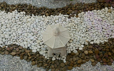 Japanese style rock garden decorated in a luxury home  for design and decoration in garden at...