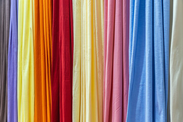 fabrics made of different materials, shades and colors for the production