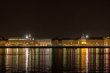 Bordeaux Center Scenery at Night With Tramway and Buildings