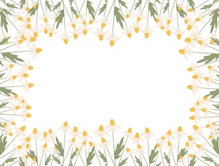 Beautiful flower frame with text space. Delicate chamomile illustration.