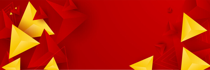 Red orange yellow abstract gradient geometric shapes banner background, shine and smooth with futuristic and modern template. Vector abstract graphic design banner pattern background illustration.