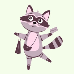 
Animals. Funny little raccoon. Vector drawing, background, design.