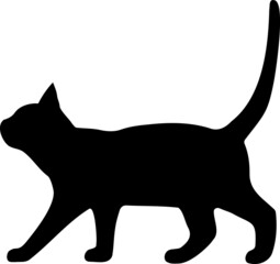 歩いている横向きの猫のシルエットイラスト