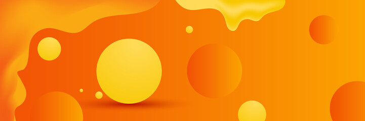 Bright orange and yellow banner background with abstract graphic elements for presentation background design. Vector abstract graphic design banner pattern background template.