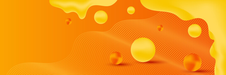 Bright orange and yellow banner background with abstract graphic elements for presentation background design. Vector abstract graphic design banner pattern background template.