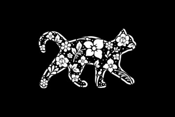 Cat And Floral Nature Logo Design