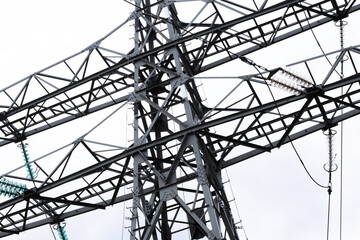 High-voltage pylon to which the cables are attached for the transport of large amounts of...