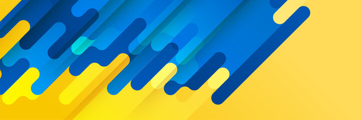 Blue banner background with orange and yellow color composition in abstract. Vector abstract graphic design banner pattern background template illustration.