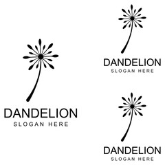 Dandelion flower logo and symbol design vector illustration template