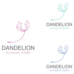 Dandelion flower logo and symbol design vector illustration template