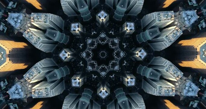 city new york kaleidoscope landscape mandala animation graphic party background led trance trippy