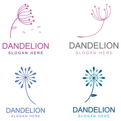 Dandelion flower logo and symbol design vector illustration template