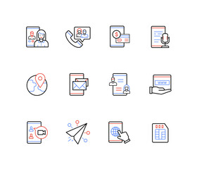 Online communication and remote connection - line design style icons