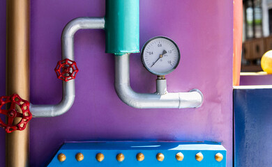 Close up of manometer on the hydraulic equipment