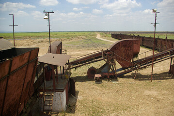 Chambas, Cuba, April 25, 2010. Loading sugar cane into train carriages.