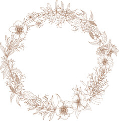 Floral Vintage Wreath or Round Frame