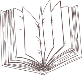 Open Book Monochrome Hand Drawn Illustration