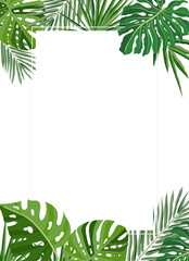 Vertical Background with Green Palm Leaves Frame  © Good Studio