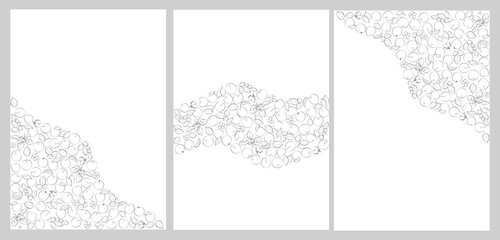 Letterhead with wavy pattern with apples. Three page options. Vector graphics