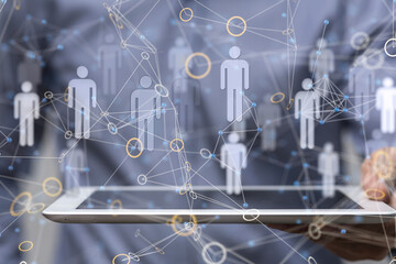 abstract lines with dots over dark background.