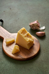 ingredients for pasta bolognese on a dark green background