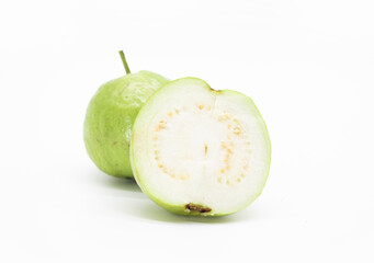 Fototapeta na wymiar green guava fruit or peyara isolated on white background