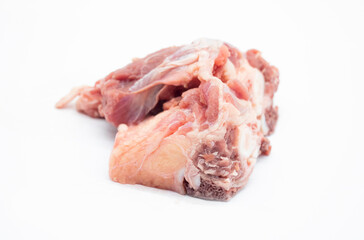 A prepared piece of raw beef meat on an isolated white background.