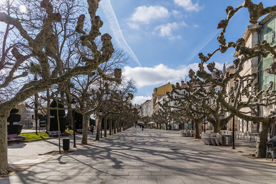 street called Paseo del Espolon on the river bank in the city of Burgos, Spain