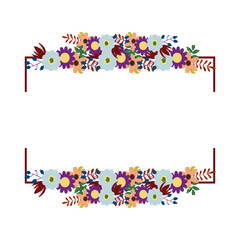 Frame with flowers and leaves for floral wedding or gift card
