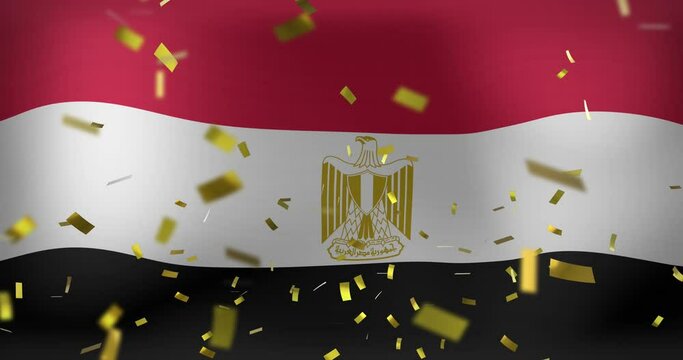 Animation of confetti over flag of egypt