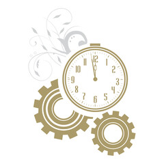 clock, leaves and gears