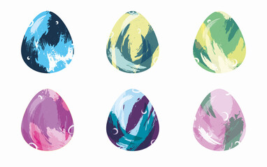 Watercolor Easter concept design. Easter eggs. Set of vector illustrations in watercolor style.  Flat vector illustrations. Painted eggs