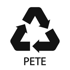 PETE 01 recycling code symbol. Plastic recycling vector polyethylene sign.