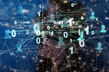 Abstract technology group and data 3d