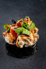 gourmet sushi on the dark background