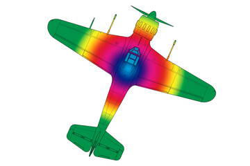Avión de hélice con arco iris - obrazy, fototapety, plakaty