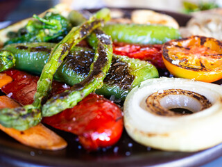 a vegetarian grill plate with various types of vegetables