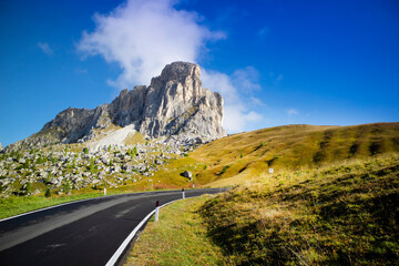 View of the road leading to the Dolomites