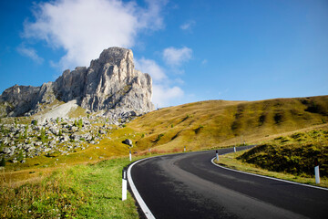 View of the road leading to the Dolomites
