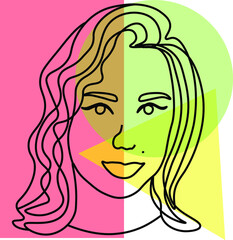 Fashion abstract one line drawing. beauty woman portrait minimalist style fashion print