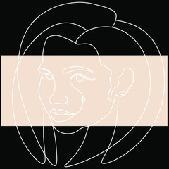 Fashion abstract one line drawing. beauty woman portrait minimalist style fashion print