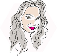 Fashion abstract one line drawing. beauty woman portrait minimalist style fashion print