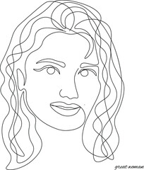 Fashion abstract one line drawing. beauty woman portrait minimalist style fashion print