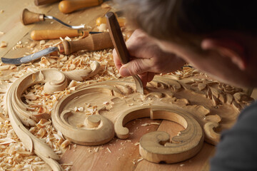 Woodworker's desk with cutters. Woodwork tools